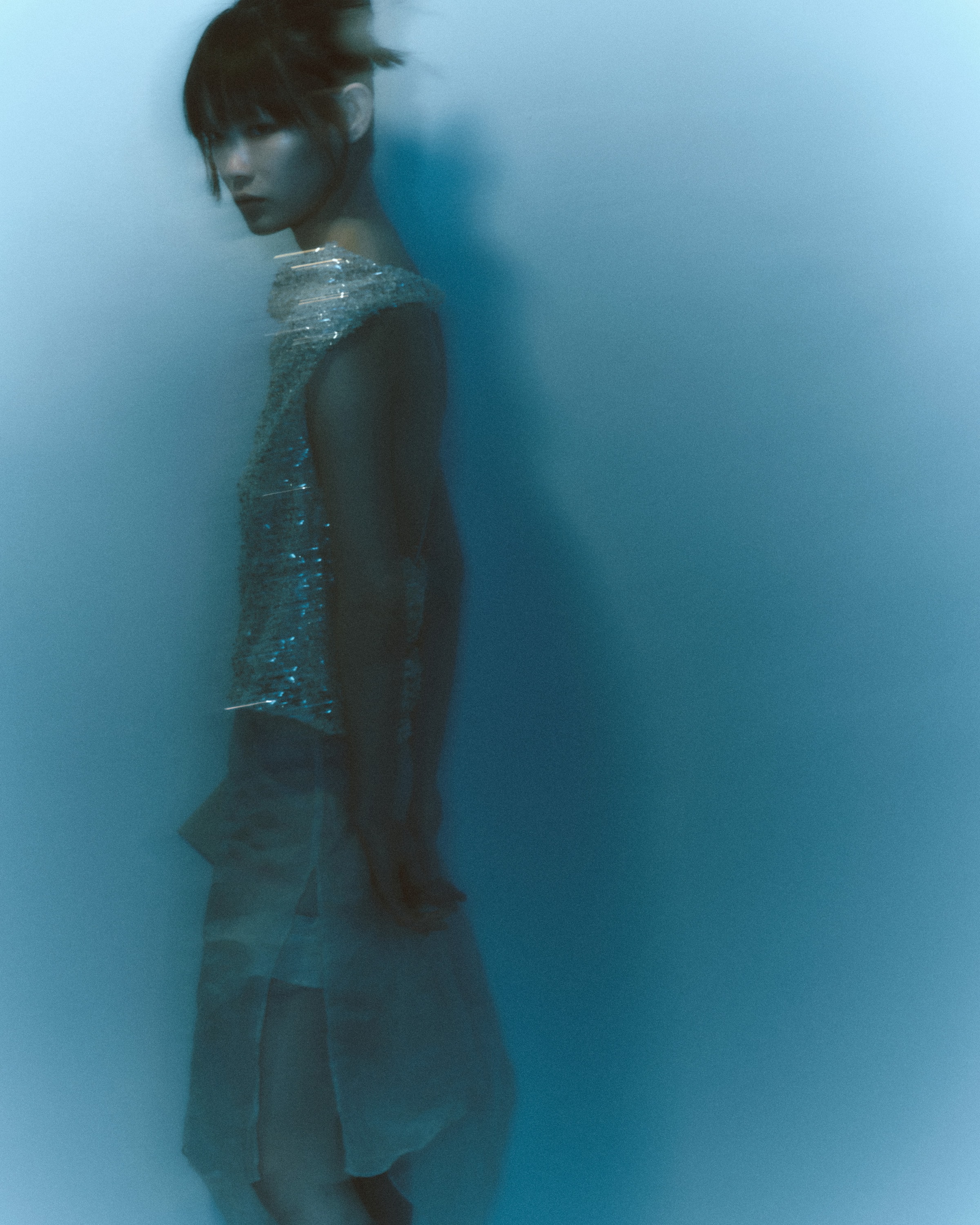 Editorial test shoot in blue tones, styling by Aisling Ryan